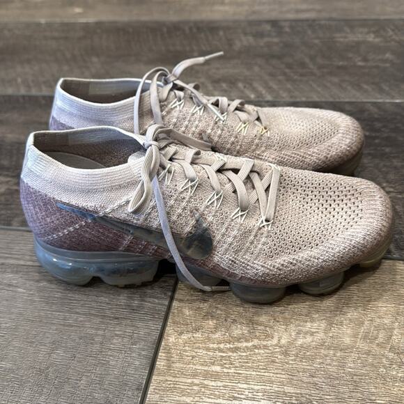 Nike Women's Air VaporMax String Flyknit Shoes Sunset Glow Taupe Grey Size 9.5 - Picture 4 of 12
